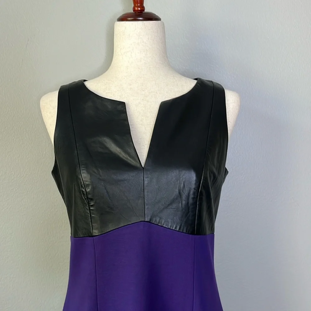 Cynthia Steffe Dress / purple & black leather / 6 - Picture 4 of 9